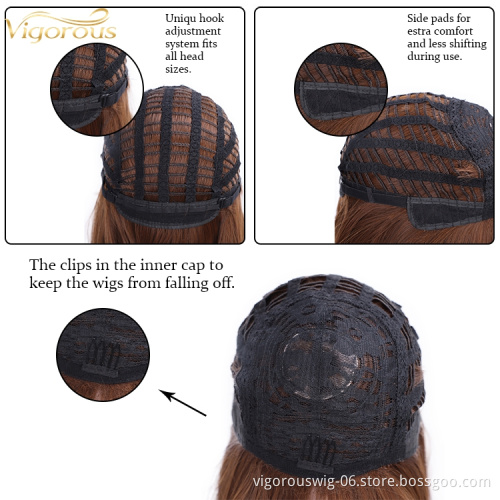 Top Quality Short Straight Bob Wigs For Black Women with Bang Heat Resistant Synthetic Non Lace Brown Wigs Wholesale Price